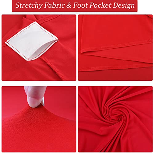 Image of 4 Pack Spandex Stretch Tablecloth - 32x43 Inch Square Corners, Fitted High Top Table Cloth for Cocktail, Bar, Weddings, Birthday, Banquet, Outdoor Party (Red)
