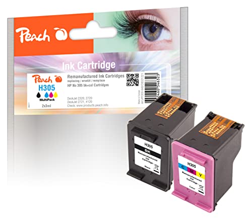 Peach H305/307 Lot de têtes d'impression (BK, C) remplaçant HP No. 305, 3YM61AE, 3YM60AE pour HP Envy 6020, HP DeskJet 2720, HP DeskJet 2720 e, HP DeskJet 2710 e, HP Envy 6010 e, HP Envy 6030 e