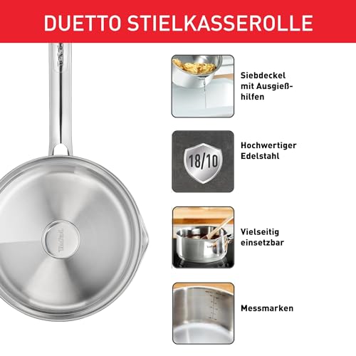 Tefal A70522 Duetto Stielkasserolle | mit Deckel | 16 cm | edelstahl – Ansicht 3