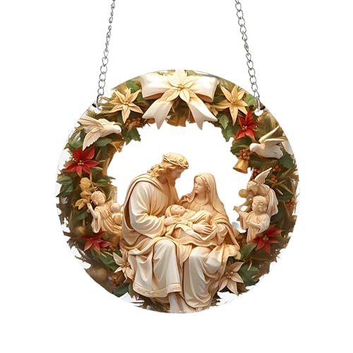 Decoraciones navideñas cristianas | Cristianos acrílicos 2D | Escena de Natividad Católica Regalo para Mujer Hombre Dormitorio Salón Hogar Coche