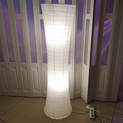 Lámpara de piso de papel de arroz para salón, iluminación hecha a mano de 49.2 pulgadas 1