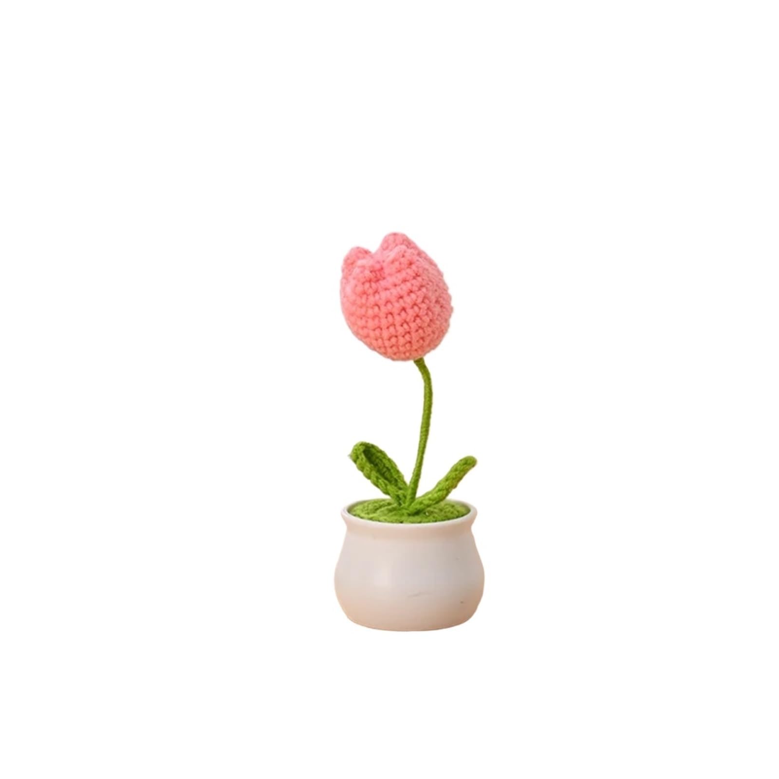 ENWWCH Sunflower Crochet Flowers Knitted Flower Graduation Wedding Guest Gift Artificial For Home(Color4)