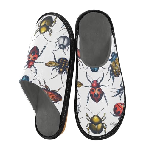 Slippers for Women Insects Pattern Print Artwork Design Soft Fuzzy Women's Slippers Indoor and Outdoor Shoes