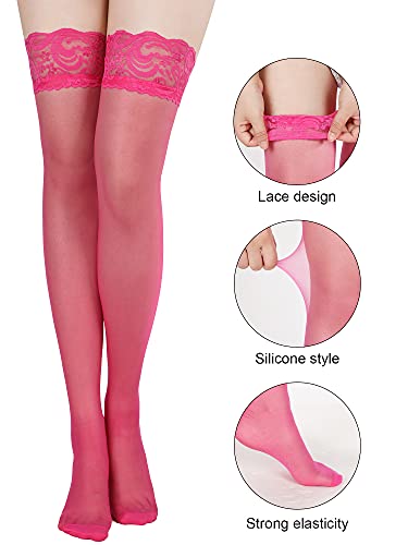 Image of Boao Women Thigh High Stockings Anti-skid Silicone Lace Stockings Silk Stocking Tights for Women and Girls Supplies