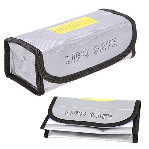 RUIZHI 2 Pcs Lipo Batterie Sac De Sécurité Antidéflagrant Ignifuge Étanche Portable Sac De Garde De Batterie Transport pour FPV Racing Drones Transport (185x75x60mm)