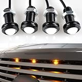 Boigoo 12v Universal Front Grille Marker Light Kit with Projector Lens, Bolt-On Mount, fits Silverado Tahoe Suburban Truck or SUV Front Grill LED Cars Bottom Lamp (Amber/Yellow Glow)