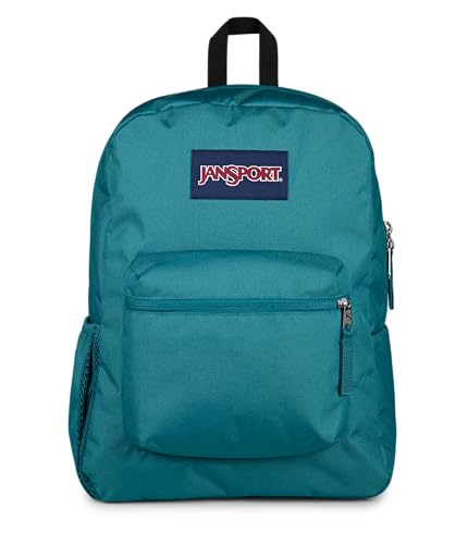 Image of JanSport Cross Town Backpack - Simple Bag for Everyone with 1 Main Compartment, Front Utility Pocket - Premium Class Accessories - Emerald Pool