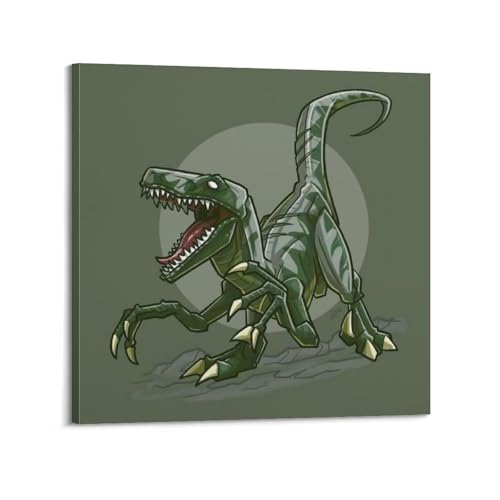 Poster dinosaures 50x50 cm avec cadre pour la decoration de chambre enfant