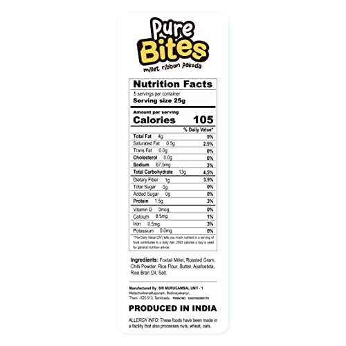 Image of Grami Superfoods Pure Bites Millet Ribbon Pakoda- Pack of 4 (500g) | Healthy Indian Snacks | Millet Snacks | No Maida | No Preservative | High Protein & Fiber Snack | Low GI | Healthy Namkeen for Kids & Adults |Weight Loss Namkeen |Sugar Free | Diabetic Friendly Namkeen