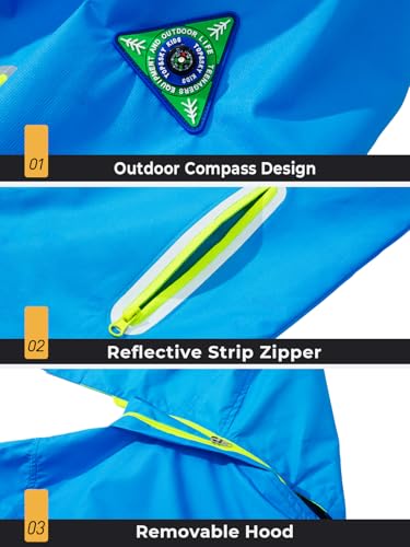 Image of SaphiRose Kids Waterproof Rain Jacket Mesh Lined with Removable Hood | Lightweight rain coat, windproof, breathable, school, camping, travel, outdoor play, boys and girls