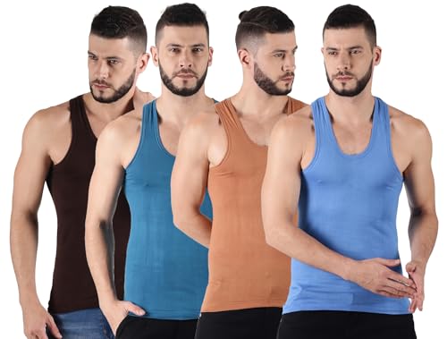 Image of Dollar Lehar Men Combed Cotton Round Neck Vest -Colour May Vary