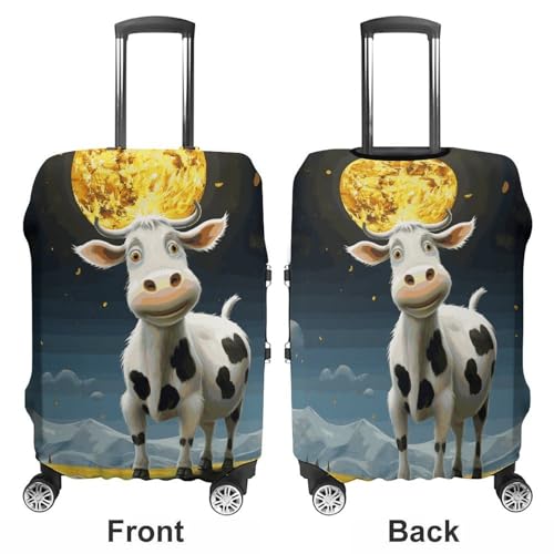 Cow over The Moon Travel Luggage Cover Anti-scratch Suitcase Cover Elastic Suitcase Protective Cover Fits 19-32 Inch Luggage M3