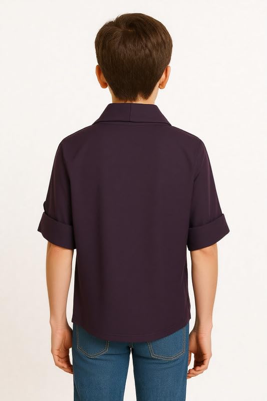 Image of Boys Full Sleeves Solid Shrug and T-Shirt