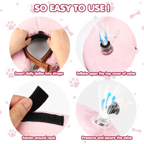 Image of Grand Line Inflatable Dog Cone Collar, Soft Pet Recovery After Surgery (M) | Does Not Block Vision | Protective Pet Neck Cone Alternative for Small, Medium, Large Dogs & Cats | Solid Pink