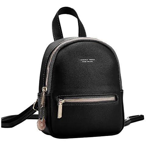 VPBAGE Small Backpack Purse for Women, Cute Mini Leather Backpack, Fashionable Shoulder Bag with Adjustable Straps -Bright Black Cover