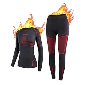 NOOYME Thermal Base Layer Women, Ski Base Layers Women, Ladies Thermal Clothing & Leggings Quick Dry Thermal Underlayer Women Ladies Thermal Underwear Set