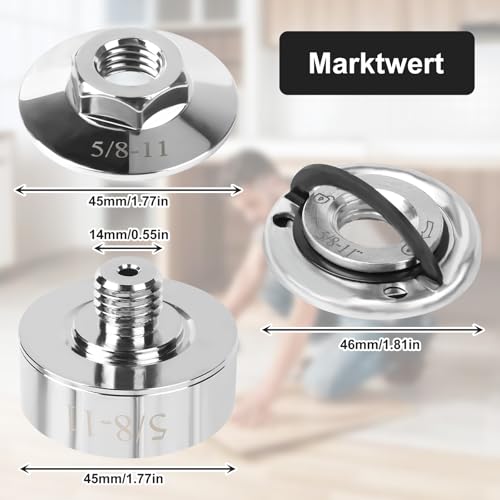 Qivine 3Pcs Xlock Adapter to 5/8''-11 Thread, Alloy Thread Xlock Adapter Kit, Angle Grinder Cutting Blade Adapters with Quick Change Nut Ultra-Robust for Diamond Drill bits, Cutting Blades (M14)