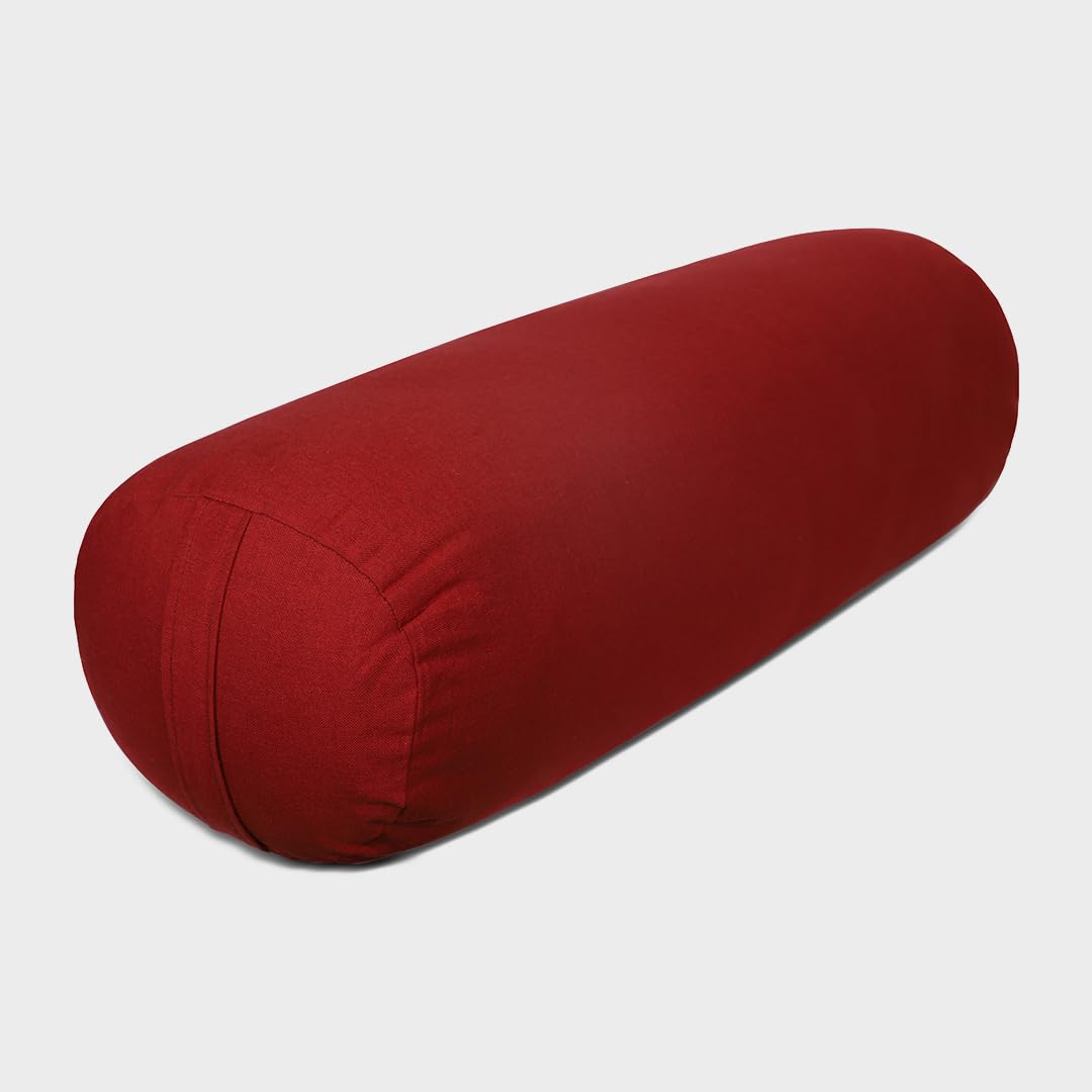 MeFree Cotton Yoga Bolster – 100% Organic Cotton Cover, 73"x24" – Ideal for Restorative Yoga & Meditation, Removable Washable Cover with Carry Handle (Maroon)-picture-14