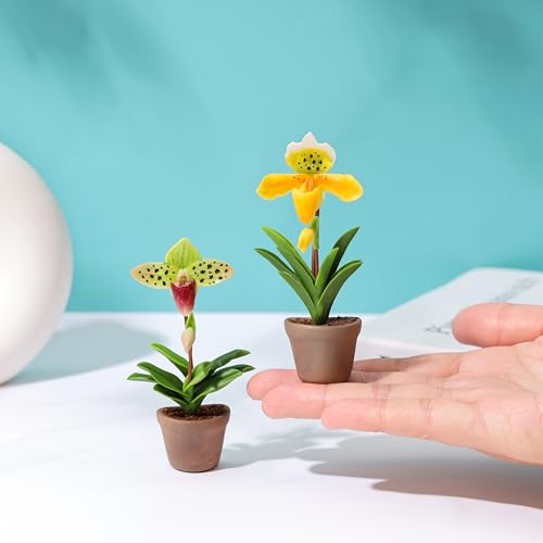 Orquídea Miniatura en Maceta Cerámica con Imanes Fuertes miniatura 1