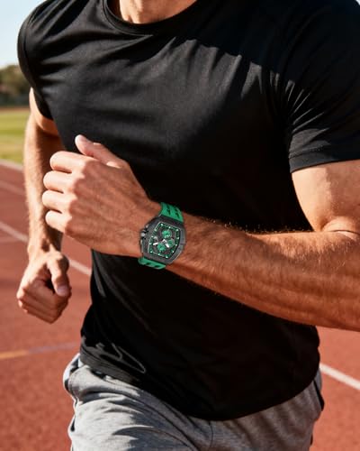 Image of TSAR BOMBA Men's Luxury Quartz Watch, Luminous Dial 5ATM Water Resistance Silicone Strap Men's Wristwatch Ideal Gift for Men