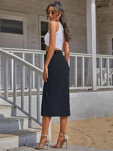 Image of GRECIILOOKS Denim Skirt for Women | Long Skirt for Women | Skirt for Women | Denim Skirt for Women Long | Pencil Skirt for Women