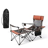 Yadlan Campingstuhl mit FußAblage Abnehmbar, Angelstuhl Karpfenstuhl Faltbar, 55 °- 155° Verstellbar RüCkenlehne Camping-StüHl, Multifunktional Klappbarer Tragbar Faltstuhl