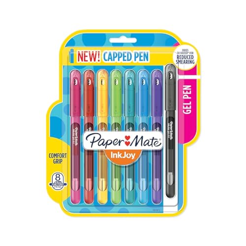 Paper Mate InkJoy Gel Pens Fine Point (0.5mm) Capped, 8 Count, Assorted Colors (2023011)