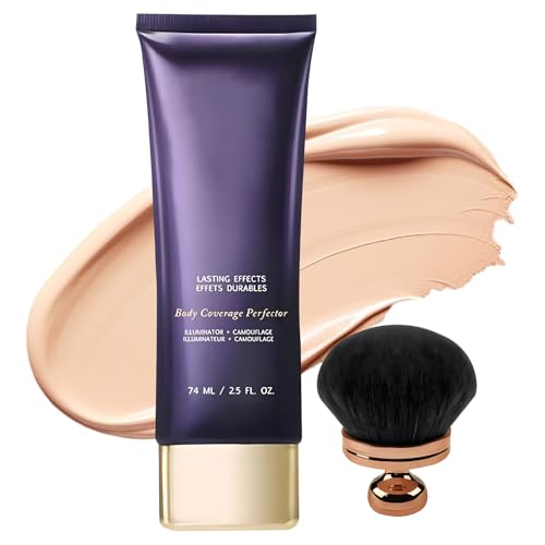 Maquillaje Corporal Cobertura Total,Maquillaje para Piernas Cobertura Perfecta con Brocha - Base Duradera para Playa, Natación, Bodas y Fotos