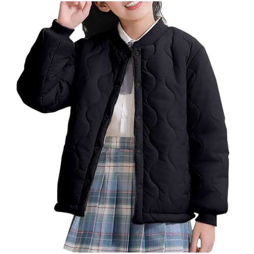 Girls Bomber Jacket with Buttons Boys Fall Fleece Puffer Jackets Teens Lightweight Warm Coat Kids Winter Clothes