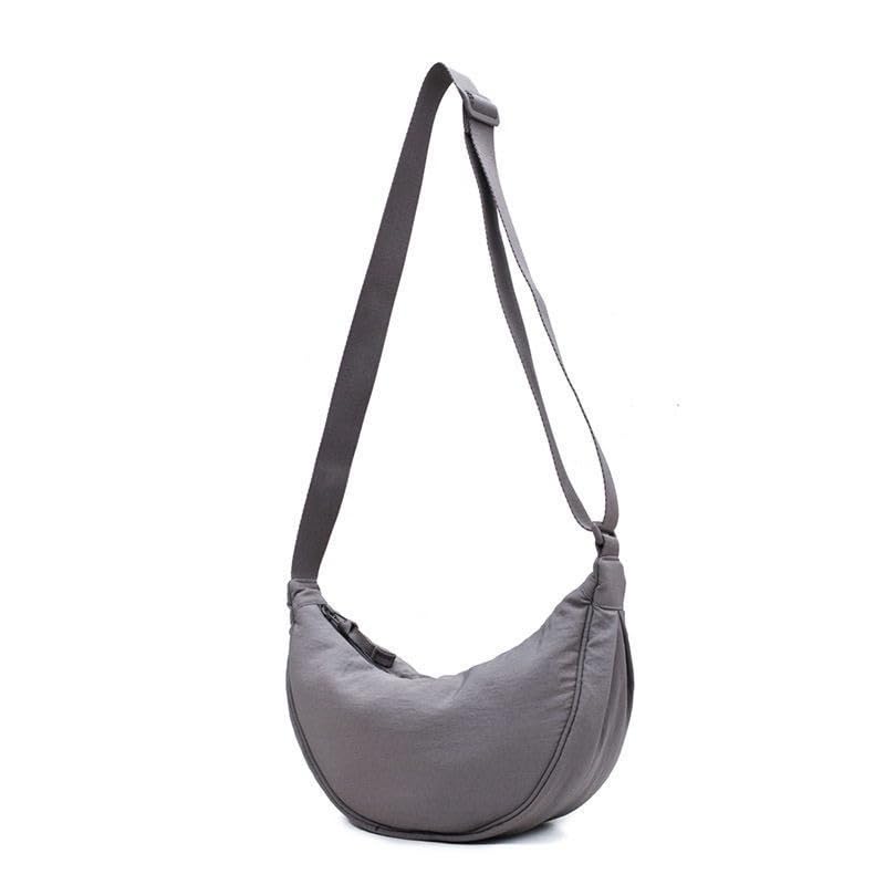 bolsa feminina transversal nylon impermeável NOVO meia-lua (Cinza Escuro)