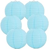 BEISHIDA 10-Inch Light Blue Round Paper Lanterns Decorative Hanging Asia Chinese Japanese Paper Lanterns Lamp for Birthday Wedding Baby Shower Home Decor Party Decoration(6 Packs)