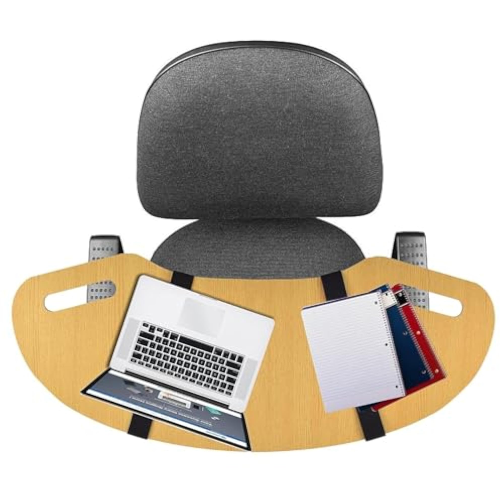 Wood Curved Lap Desk with Strap for Study & Writing Pad