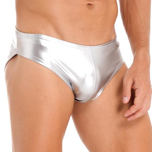 Moily Men Glossy Leather Panties Sissy Bulge Pouch G-String Thongs Bikini Briefs Latex Hot Pants Clubwear4
