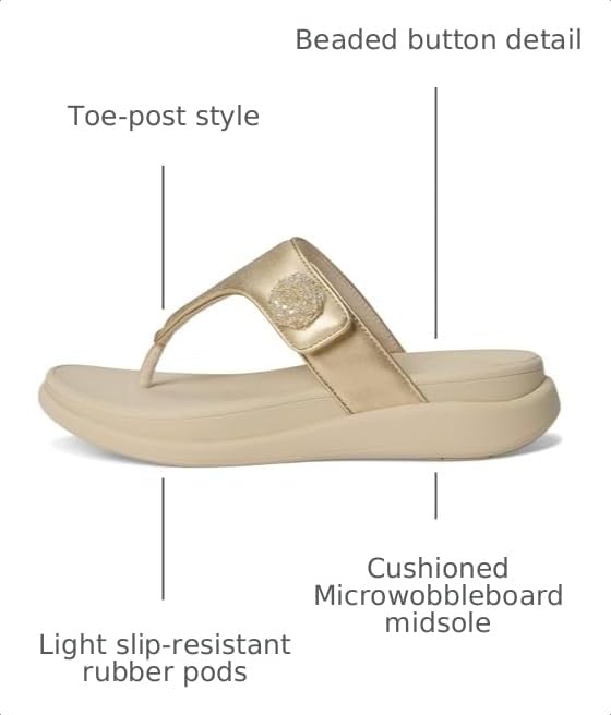 Image of FitFlop F-Mode Go Beadie-Button Adj. Flatform Toe /Post Sandals