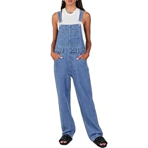 ANRABESS Womens Jean Overalls Loose Fit Adjustable Strap Denim Jumpsuits Rompers Bib Overall 2024 Fall Fashion Work Outfits