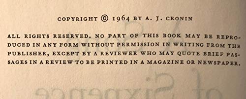 A Song of Sixpence Hardcover By A.J. Cronin B00HGH2JZO Book Cover