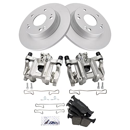 Image of TRQ Rear Brake Pad and Rotor Set Ceramic Solid Rotors G Coated Calipers | For 2016-2019 Honda Civic