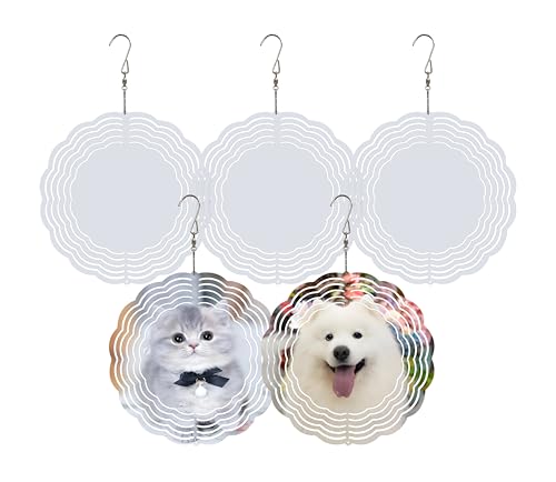 5 Pack 8 Inch Sublimation Wind Spinner Blanks Aluminum Metal Wind Spinners Sublimation Blanks 8 Inch for Indoor and Outdoor Ornaments