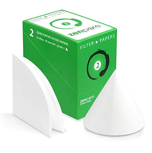 Qualitative Filter Paper 24 cm Quadrant Folded Filter Paper, Qualitative Grade 2 - ZENPORE Slow Flow 240 mm (50 Discs)
