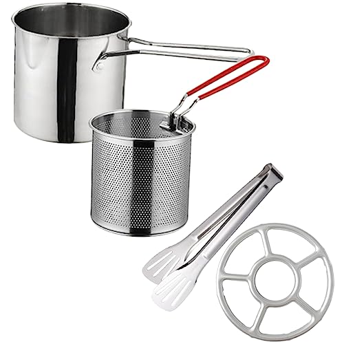 ABOOFAN 1Set Stainless Steel Deep Fryer with Frying Pot and Basket for Home Kitchen and Outdoor Cooking for Chips Fish Vegetables and More