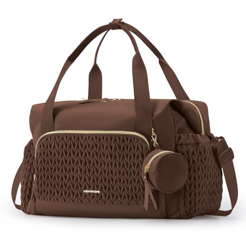 mommore Diaper Bag Tote Large Capacity Travel Diaper bags Hospital Bag for Labor Delivery Baby Bag with Pacifier Case (Coffee)
