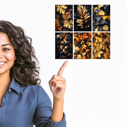 Image of SiddArtify Gold - Black Autumn Leaves Art Print Set - Set of 2-4x6 Inch - Board (Pack of 6) - Sticker (Pack of 6) Wall Room Decoration art Poster Prints