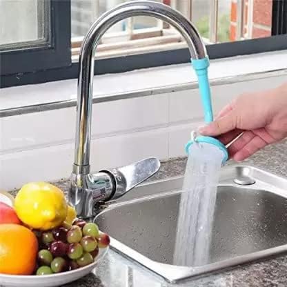 Aezta 360° Rotatable Faucet Sprayer with Lock | Long Silicone Flexible Adjustable Tap Extension for Kitchen Sink & Wash Basin | 2-Mode Water Flow Outlet | Universal Fit Plastic Water Filter Nozzle