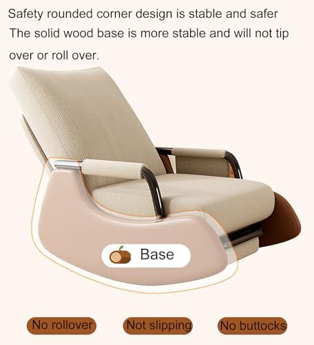 Patio Leisure Rocking Chairs，Comfy Nursing Rocking Chair with Sleeper Design, Folding Foot Pad and Side Pocket - Ideal Armchair for Living Room or Bedroom