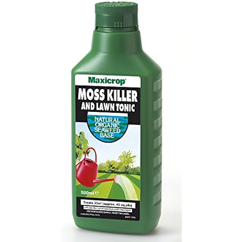 Maxicrop 86600257 Moss Killer & Lawn Tonic, 500ml - Fast Acting 2-in-1 Moss Killer and Lawn Re-Growth Tonic - with Natural Seaweed Extract - Improves Lawn Health and Strong Rooting - Garden Care Cover