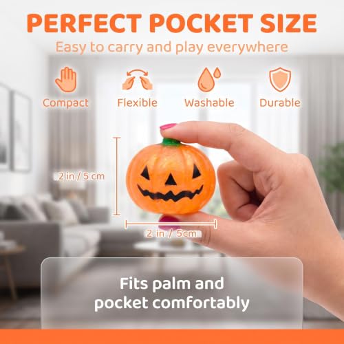 6 Pack Halloween Pumpkins Stress Balls Squishy Toys Party Favors - Image 3