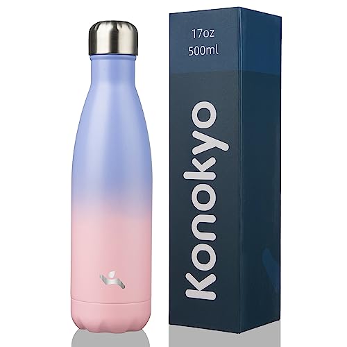 Image of Konokyo Insulated Water Bottles,17 oz Double Wall Stainless Steel Vacumm Metal Flask for Sports Travel,Pastel Sunset