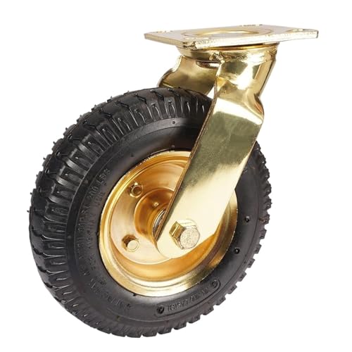 Roulette gonflable 8 pouces en caoutchouc doré pour chariot d'hôtel et bagages