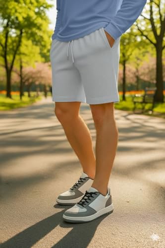 Image of INKKR Men's Premium Polyester Casual Ribbed Shorts ||Loose Fit with 2 Pocket Shorts