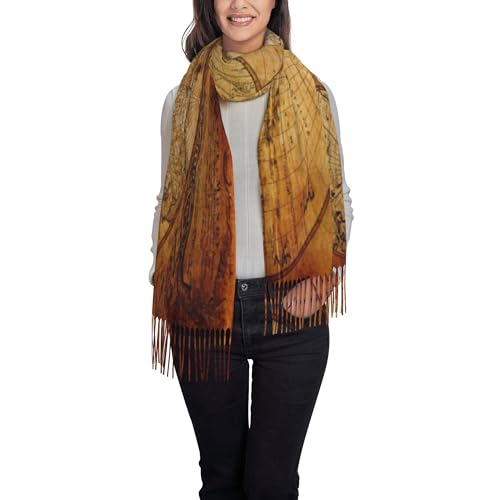 Vintage World Map Women Pashmina Scarf Large Retro Education Map Shawl Wrap Soft Scarves with Fringes2